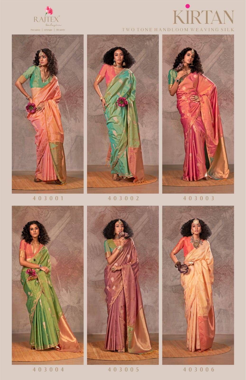 Rajtex Kirtan Two Tone Silk Wholesale saree market